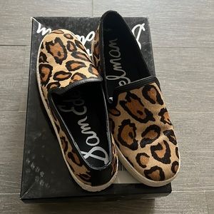 Sam Edelman Leopard Print Slip-On Flats in Tan and Black